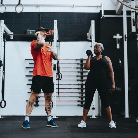 coach giving a small group training class